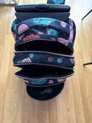 Mochila escolar con ruedas y estampado de gatos