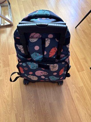Mochila escolar con ruedas y estampado de gatos