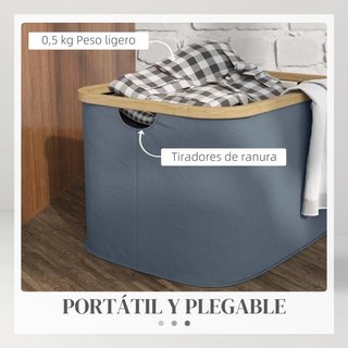 Cesto de la Ropa Sucia Plegable 36L con Asas Gris
