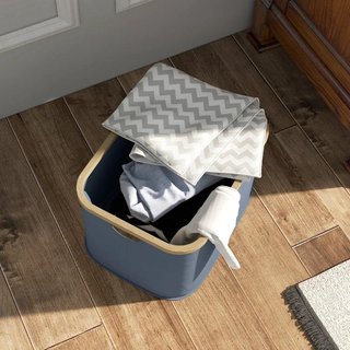 Cesto de la Ropa Sucia Plegable 36L con Asas Gris