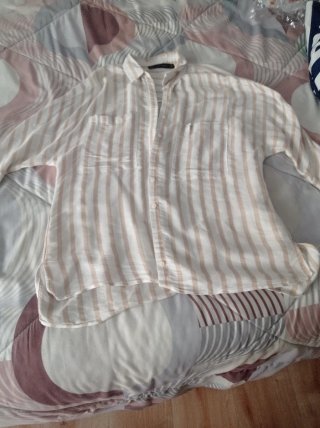 Camisa Rayas Beige y Blanca