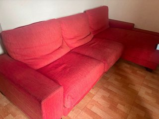 Sofá modular rojo de tela