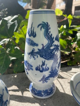 Lote 4 piezas porcelana china dragones antigua