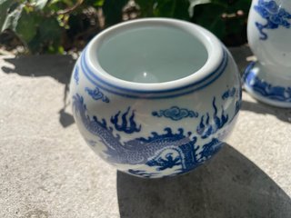 Lote 4 piezas porcelana china dragones antigua