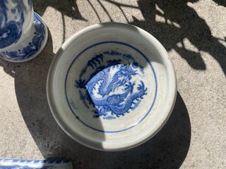Lote 4 piezas porcelana china dragones antigua
