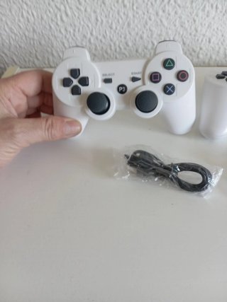 2 Mandos Inalámbricos PS3 Blancos + Cables