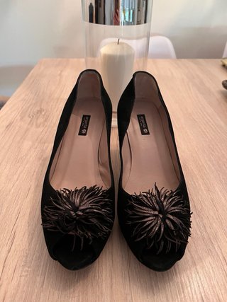 Zapatos Tacón Argenta Negros Talla 38