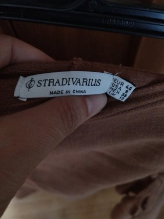 Falda pantalón Stradivarius lino marrón