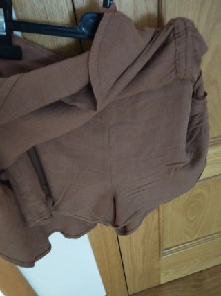 Falda pantalón Stradivarius lino marrón