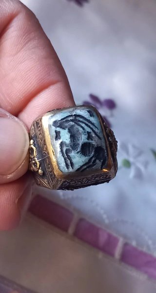 Anello sigillo afghano vintage misura 20