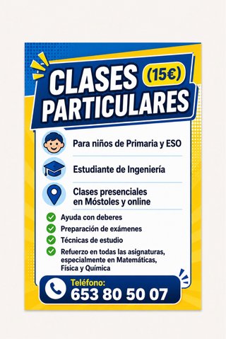 Clases particulares en Móstoles y online 15€