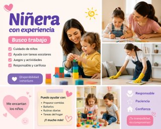 Busco trabajo como niñera o ayudante doméstica