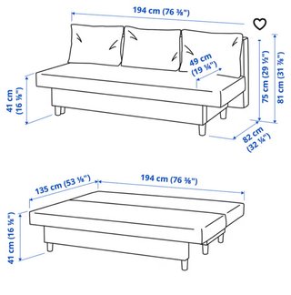Sofá Cama IKEA ASARUM 3 Plazas Beige