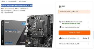 Placa Base MSI PRO H610M-E DDR4