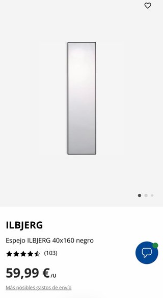 Espejo ILBJERG 40x160 negro