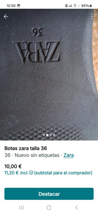 Botas Zara Talla 36 Negras
