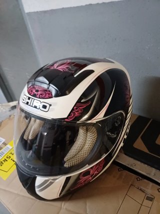 Casco Moto SHIRO Blanco y Rosa