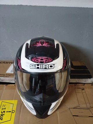 Casco Moto SHIRO Blanco y Rosa