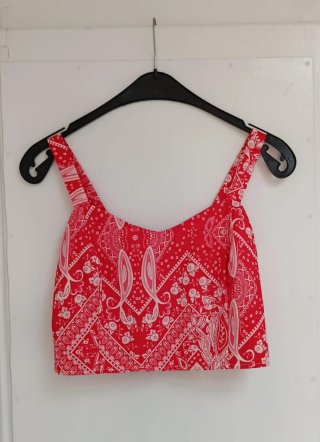 Conjunto top tirantes y falda larga roja boho
