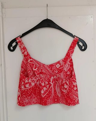 Conjunto top tirantes y falda larga roja boho