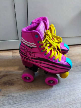 Patines 4 ruedas niña rosa y amarillo talla 32/33