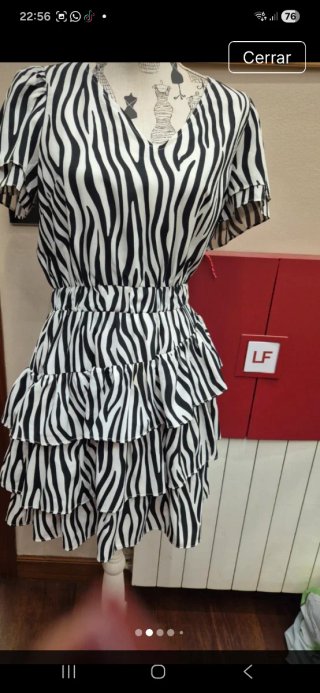 Vestido Minueto Rayas Cebra Volantes