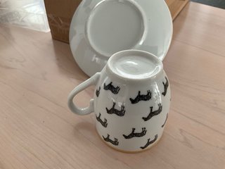Juego 6 tazas café con plato estampado cebra