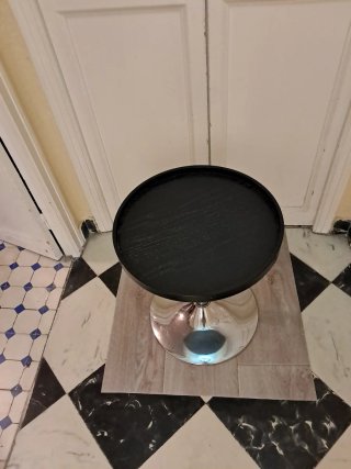 Mesa auxiliar redonda metal y madera