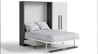 Cama abatible con sofá Nova 135 y estantería horiz