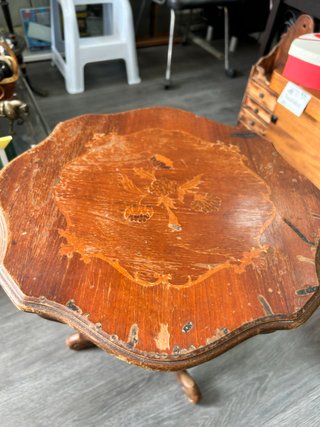 Mesa Velador Antigua con Marquetería (Restaurar)