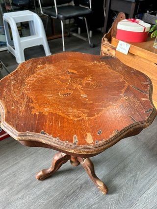 Mesa Velador Antigua con Marquetería (Restaurar)