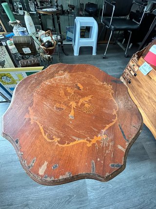 Mesa Velador Antigua con Marquetería (Restaurar)
