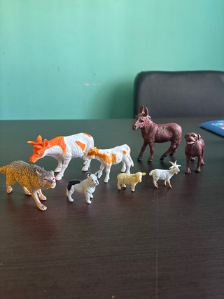 Lote animales granja (lobo, vaca, burro, perro, ca