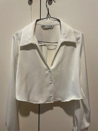 Camisa Zara Blanca Manga Larga
