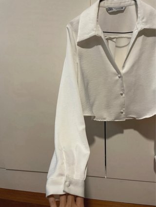Camisa Zara Blanca Manga Larga