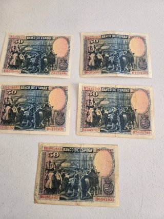 5 Billetes 50 Pesetas Banco de España 1928