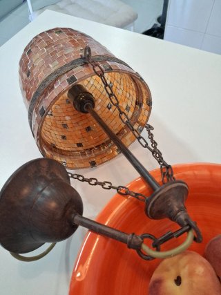 Lámpara colgante de cristal y metal