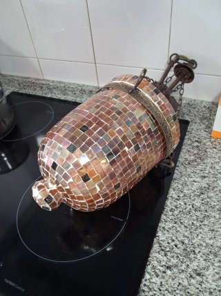 Lámpara colgante de cristal y metal