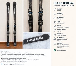 Esquís HEAD e-Original 170 cm + fijaciones