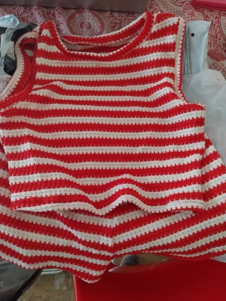Conjunto Verano Niña Rayas Rojo y Blanco