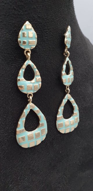 Orecchini pendenti vintage oro e azzurro tiffany