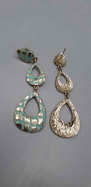 Orecchini pendenti vintage oro e azzurro tiffany