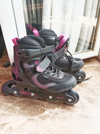 Patines en línea negros y rosas talla 39