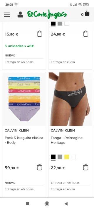 Pack 5 Bragas CK Nueva