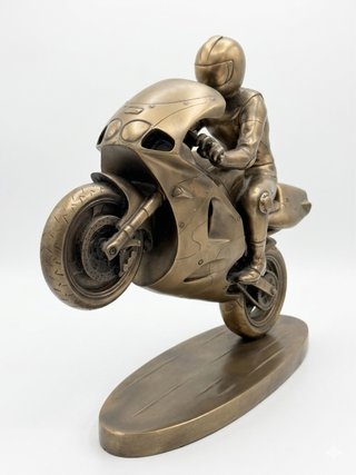 Figura Bronce Motorista Motocicleta