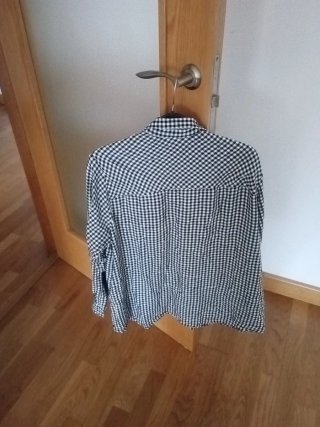 Camisa Kiabi Cuadros Blanco y Negro Talla 50