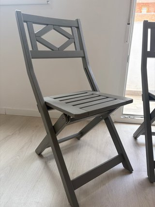 2 Sillas Nuevas Plegables Madera Ikea Grises