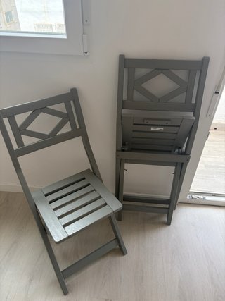 2 Sillas Nuevas Plegables Madera Ikea Grises