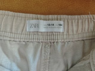 Pantalones cortos lino niño beige. Talla 13-14