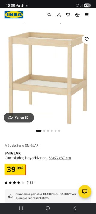 Cambiador Bebé IKEA Madera Blanca